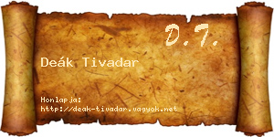 Deák Tivadar névjegykártya